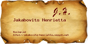 Jakabovits Henrietta névjegykártya